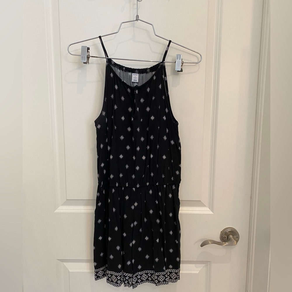 Old Navy Black Dress with White Diamond Patterns